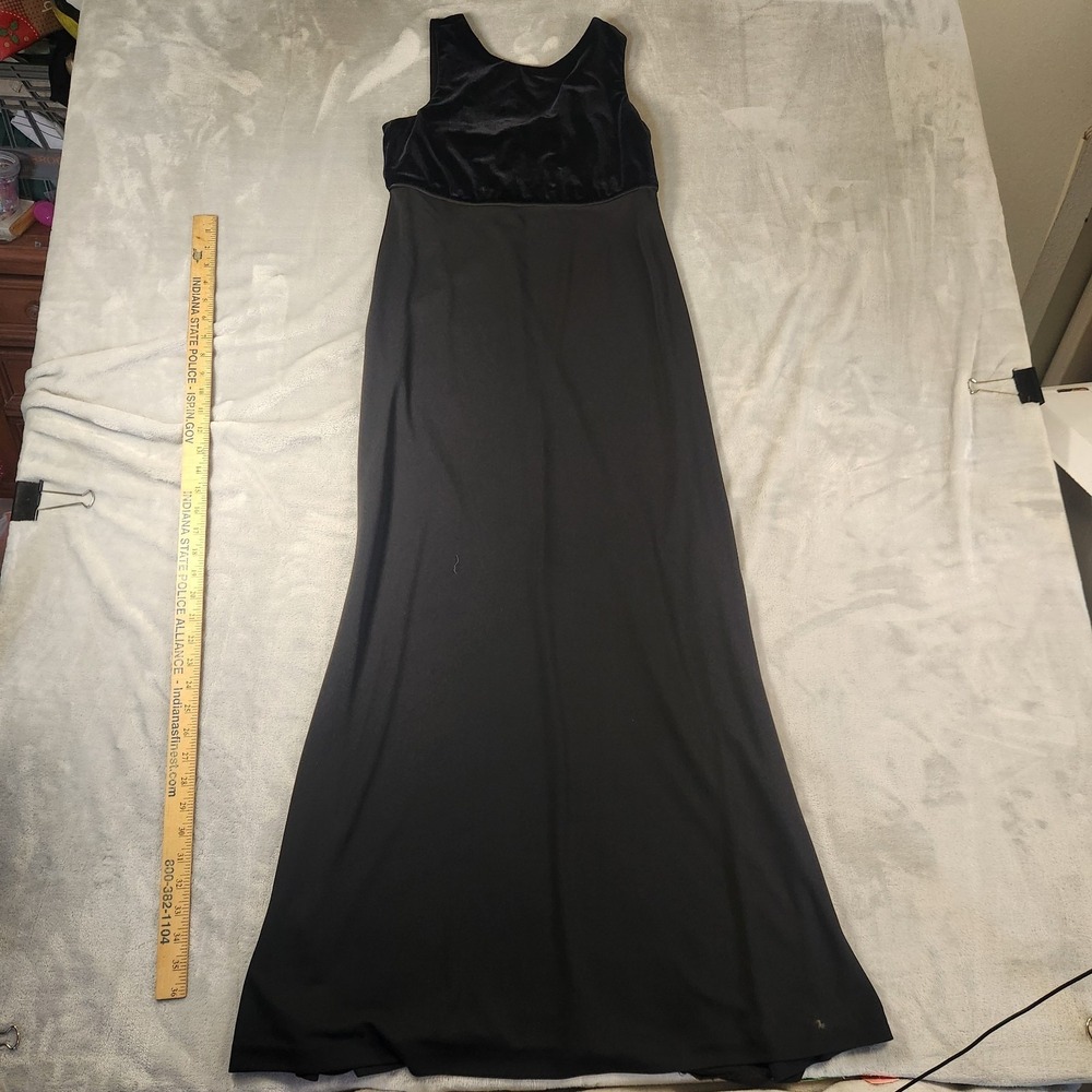 Donna Ricco Women's Vintage Black Velvet Top Maxi Dress Sleeveless ‎ size 4P
